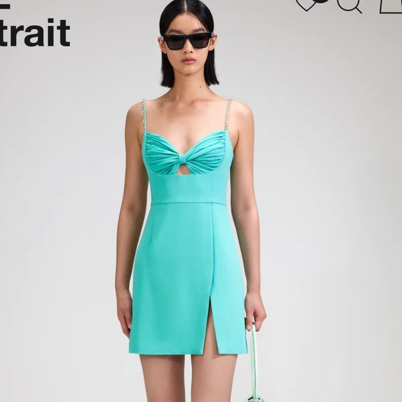Self-Portrait Aqua Crepe Mini Dress UK 06/ US 02 / FR 34